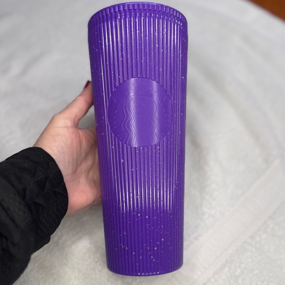 NWT Starbucks Glow-in-the-Dark Purple Tumbler with Green Straw, 24oz - Picture 2 of 10